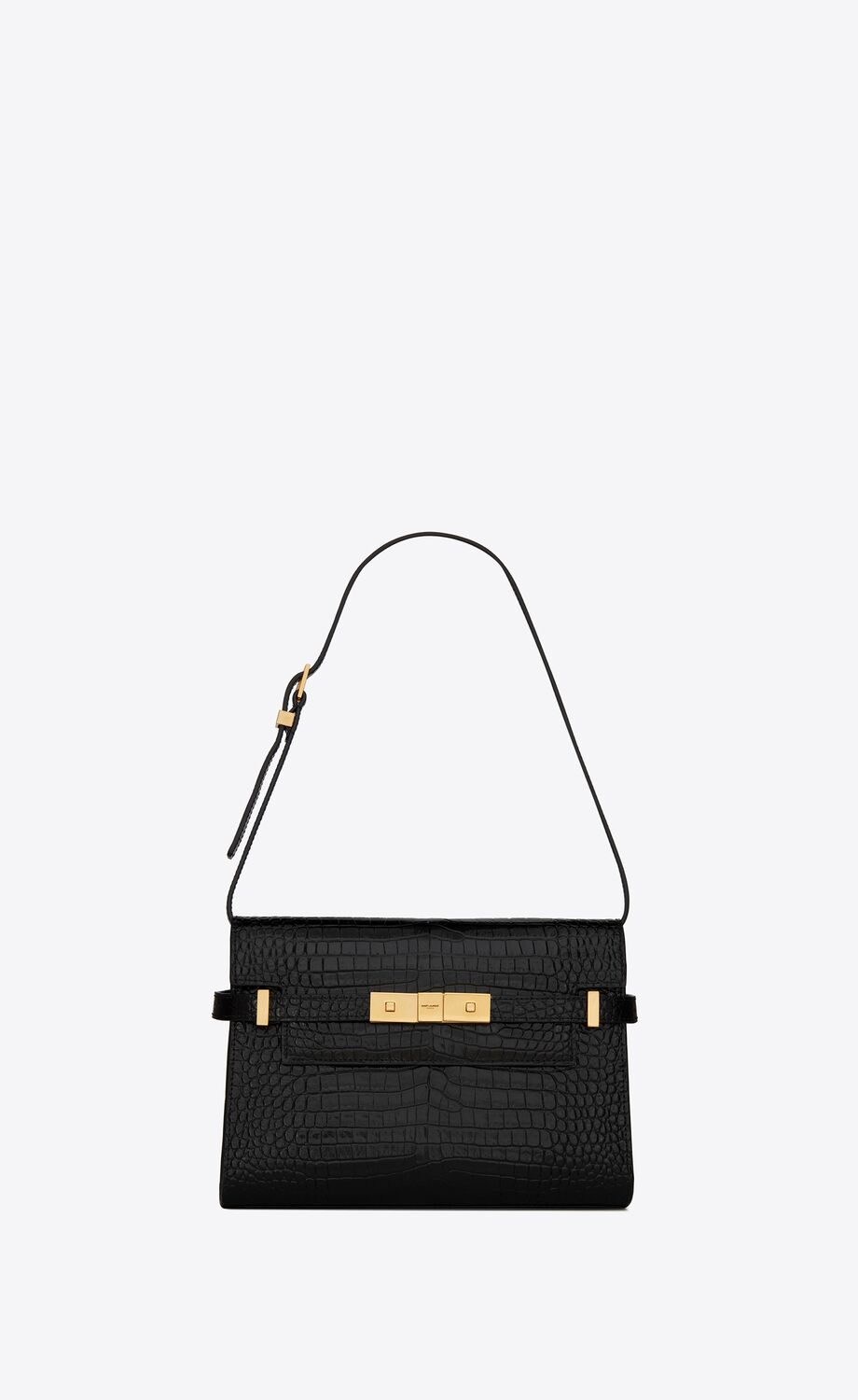 MANHATTAN SMALL SHOULDER BAG IN SHINY CROCODILE-EMBOSSED LEATHER